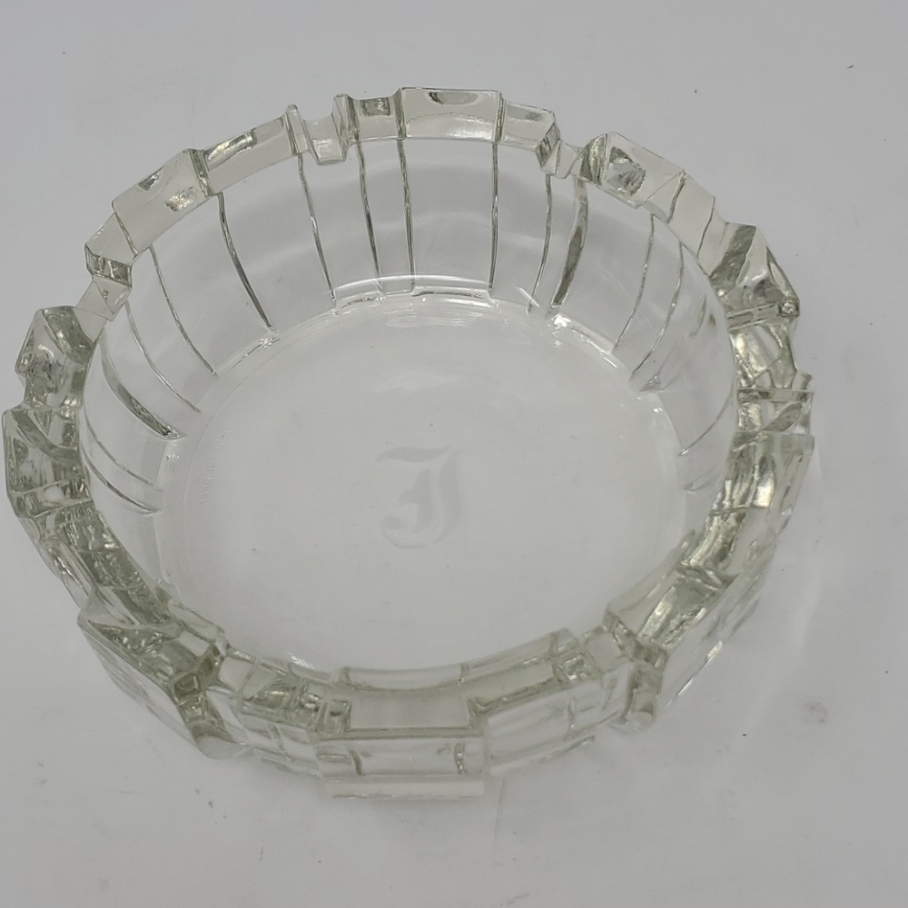 Bormioli Signed Ashtray Etched Monogrammed